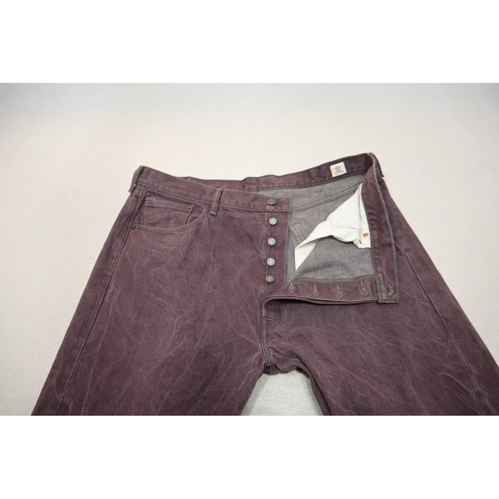 Levi's 501 Jeans Mens 42x30 Purple White Oak Cone Denim Button Fly Straight